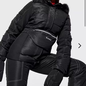 Red Ski Jacket with Mittens and Fanny Pack